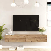 Meuble TV ECLYPSE suspendu bois clair - Vue de face